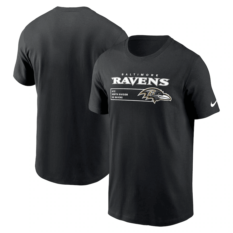 Men's Baltimore Ravens Black Division Essential T-Shirt Men's Baltimore Ravens Black Division Essential T-Shirt